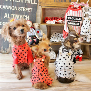 Wooflink Polka Polka Overall - Red - Posh Puppy Boutique