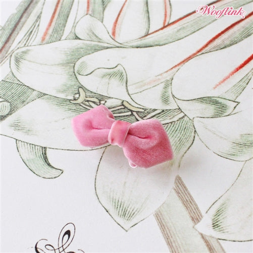 Wooflink Mini Velvet Bow - Baby Pink
