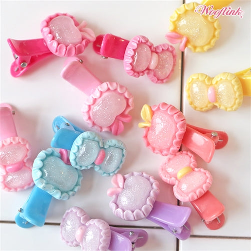 Wooflink Apple & Bow Hair Clip in Many Colors