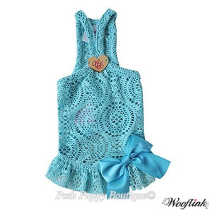 Wooflink Fun Summertime Mini Dress Top - Blue - Posh Puppy Boutique