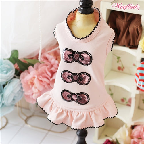Wooflink Sequin Bows Mini Dress in Pink