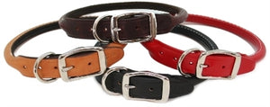 30" Rolled Round Leather Dog Collar - Many Colors - Posh Puppy Boutique