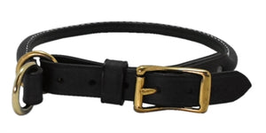 Rolled Leather Combination - Choke Collar - Black - Posh Puppy Boutique