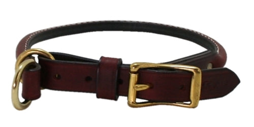 Rolled Leather Combination - Choke Collar - Burgundy