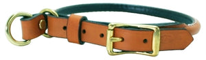 Rolled Leather Combination - Choke Collar - Tan - Posh Puppy Boutique