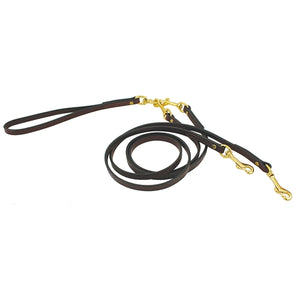 No Tangle Leather Two-Dog Walker Leash - w- Brass Hardware - Posh Puppy Boutique