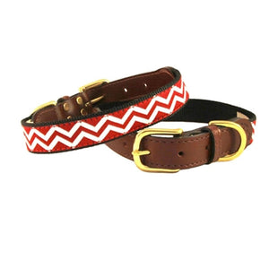 Chevron American Traditions Collars in Red and White - Posh Puppy Boutique