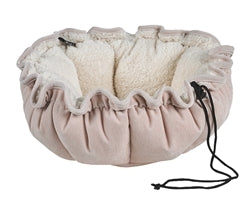 Buttercup Bed Blush Microvelvet (Ivory Sheepskin) - Posh Puppy Boutique