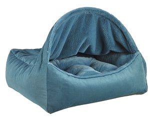 Canopy Bed in Teal with Breeze Dream Fur - Posh Puppy Boutique