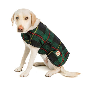 Navy Tartan Blanket Dog Coat