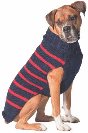 Alpaca Red-Navy Classic Stripe Sweater - Posh Puppy Boutique
