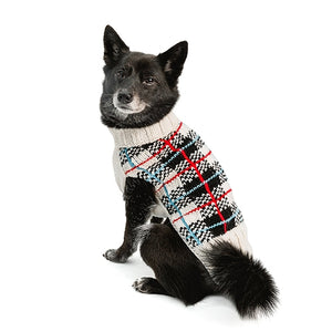 White Tartan Plaid Dog Sweater