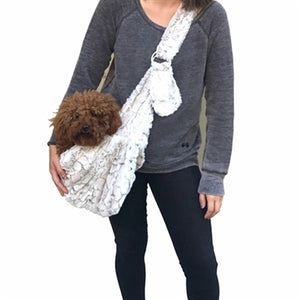 Adjustable Furbaby Sling Bag in Frosted Snow Leopard - Posh Puppy Boutique