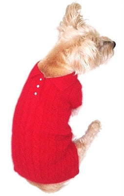 Luxury Preppy Angora Blend Polo Sweater- Red