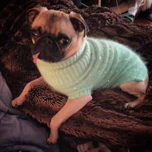 Luxury Sparkle Angora Blend Turtleneck Sweater - Seafoam Dip Dye - Posh Puppy Boutique