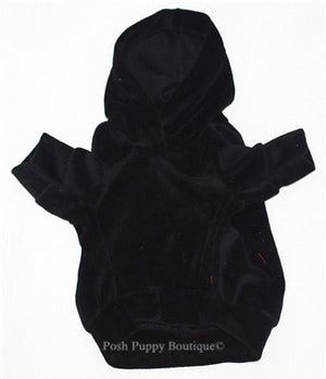 Velour Hoodie- Black - Posh Puppy Boutique