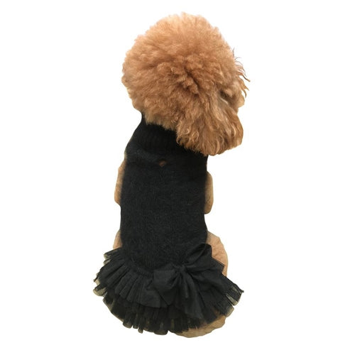 Frilly Tutu Sweater Dress - Black