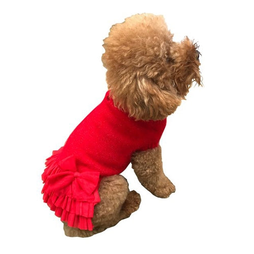 Frilly Tutu Sweater Dress - Red