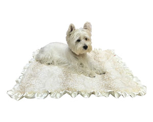 Furbaby Ruffled Blanket - Beige Cheetah - Posh Puppy Boutique
