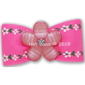 Edelweiss Ribbon Hair Bow - Pink - Posh Puppy Boutique