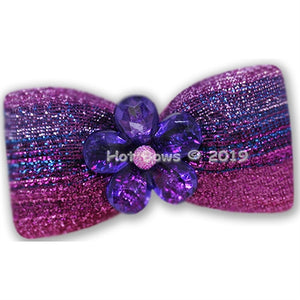 Morning Glory Ribbon Hair Bow - Purple - Posh Puppy Boutique