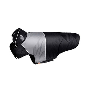 Touchdog Lightening-Shield Waterproof 2-in-1 Convertible Dog Jacket with Blackshark Technology in Black/Grey - Posh Puppy Boutique