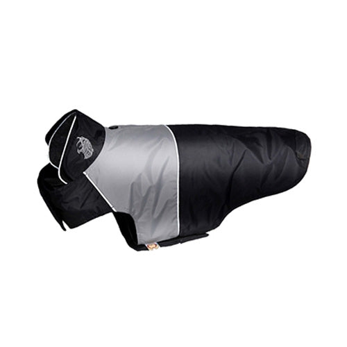 Touchdog Lightening-Shield Waterproof 2-in-1 Convertible Dog Jacket with Blackshark Technology in Black/Grey