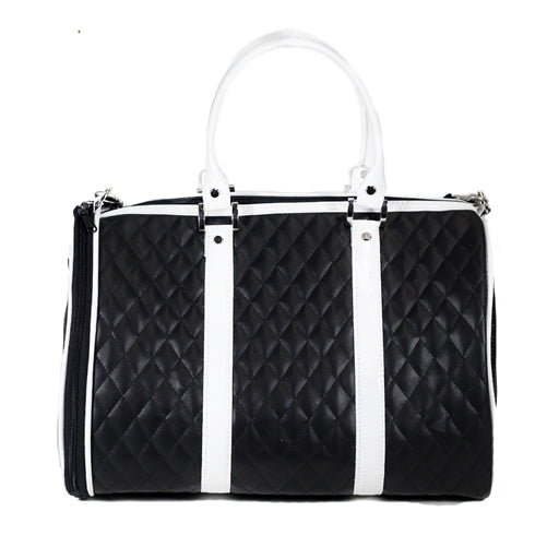 JL Duffel Carrier- Black & White Quilted Luxe