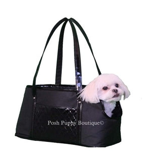 Ella Tote Dog Carrier-Black-Black - Posh Puppy Boutique
