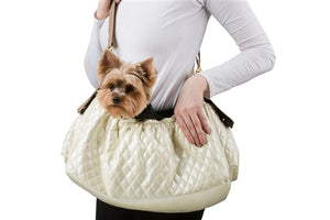 Gigi Sling Carrier- Quilted Ivory - Posh Puppy Boutique