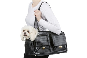 Marlee - Black Croco Pet Carrier - Posh Puppy Boutique