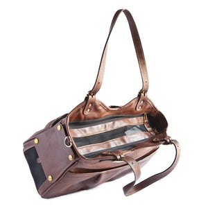 METRO Toffee Brown Carrier -Genuine Italian Leather Gorgeous! - Posh Puppy Boutique