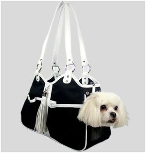 Metro Carrier- Black & White Tassel - Posh Puppy Boutique