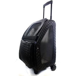 RIO Rolling Dog Carrier- Quilted Luxe Black - Posh Puppy Boutique