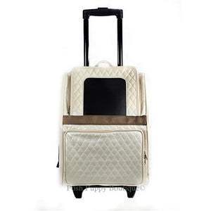 Rio Rolling Dog Carrier- Ivory Quilted Luxe - Posh Puppy Boutique
