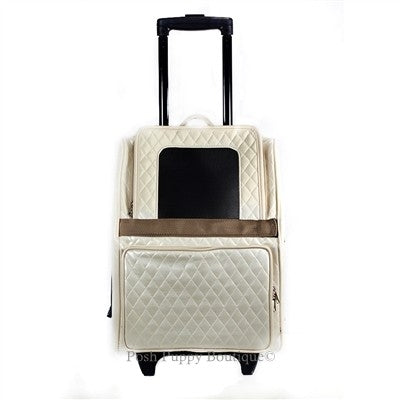 Rio Rolling Dog Carrier- Ivory Quilted Luxe