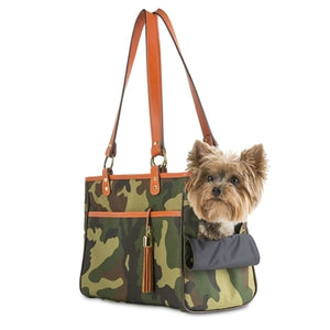 Camouflage Tote - Orange Leather Trim - Posh Puppy Boutique