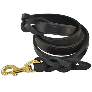 Braided Leather Leash 1-2" in Black - Posh Puppy Boutique