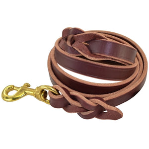 Braided Leather Leash 1-2" in Brown - Posh Puppy Boutique