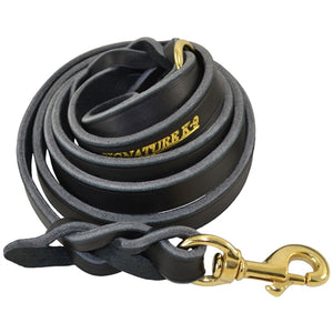 Braided Leather Leash with Ring - Black - Posh Puppy Boutique