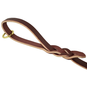 Braided Leather Leash with Ring - Brown - Posh Puppy Boutique