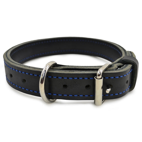 Leather Agitation Collar - Blue