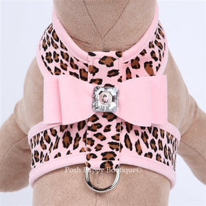 Susan Lanci Pink Cheetah Couture- Contrasting Tinkie Harness with Big Bow - Posh Puppy Boutique