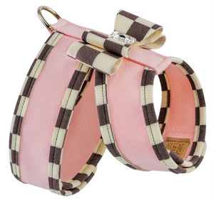 Susan Lanci Windsor Check Trim Two Tone Tinkie Harness in Many Colors - Posh Puppy Boutique