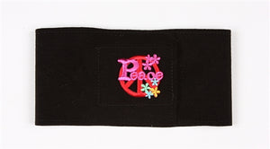 Susan Lanci Black- Peace Symbol Wizzers Bellyband - Posh Puppy Boutique