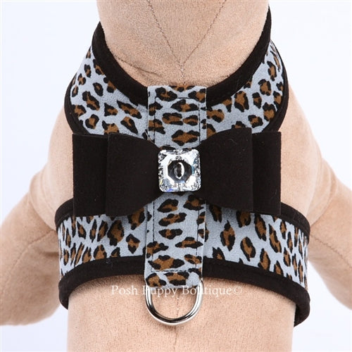 Susan Lanci Platinum Cheetah Tinkie Harness- Contrasting Black Nouveau Bow