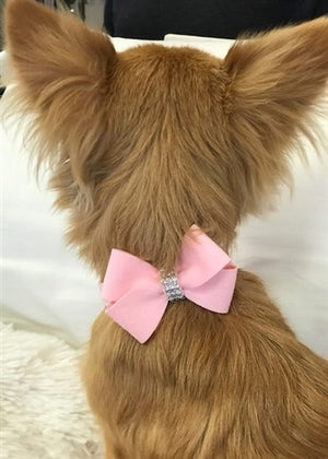 Susan Lanci Nouveau Bow Ultrasuede Collar in Many Colors - Posh Puppy Boutique