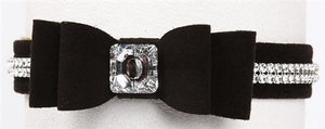 Susan Lanci 2 Rows Giltmore Crystals Big Bow 5/8" Collar in Many Colors - Posh Puppy Boutique