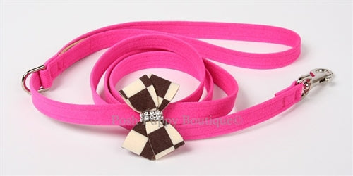 Susan Lanci Windsor Check Nouveau Bow Collection Leash- Many Colors