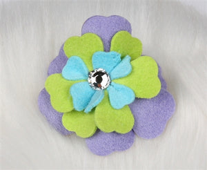 Susan Lanci Fantasy Flower Collection Hair Bow- French Lavender-Kiwi-Tiffi Blue - Posh Puppy Boutique